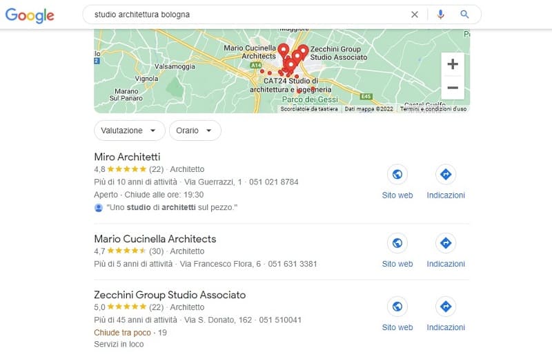 Scheda Google My Business per Architetti