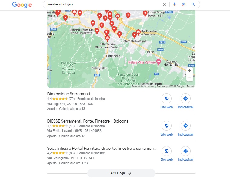 Google Business Profile per Serramenti